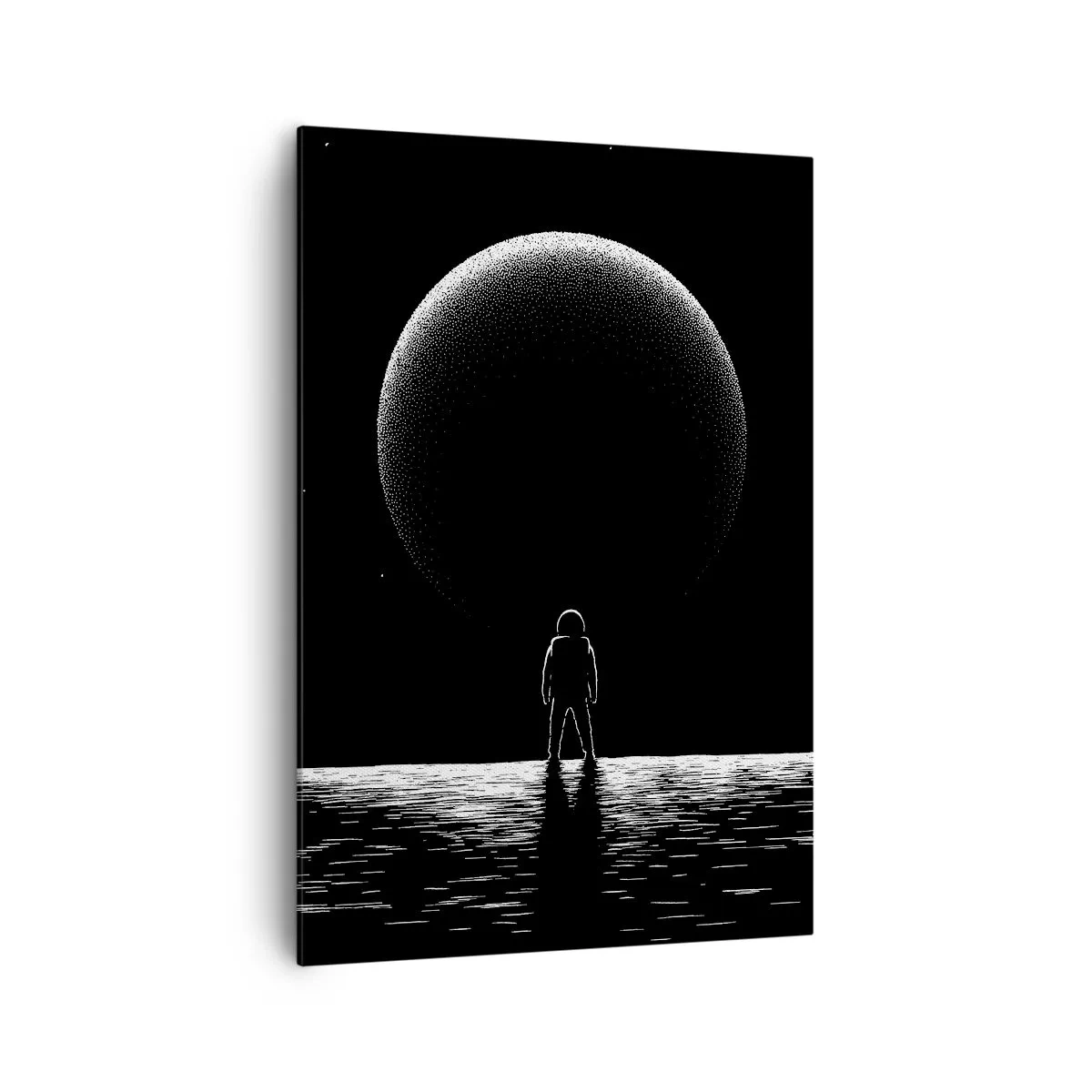 Cuadro sobre lienzo - Impresión de Imagen - Un astronauta con el telón de fondo de un gran planeta en el espacio exterior. - 70x100cm - Cara a cara - Decoración de pared moderna para salón y dormitorio ARTTOR