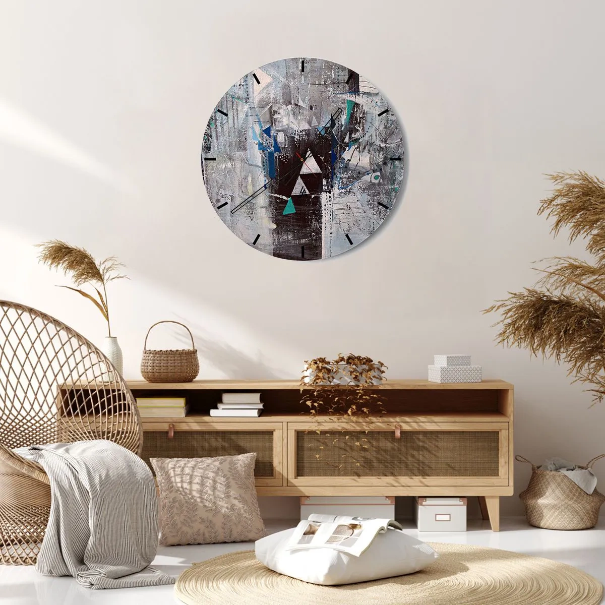 Reloj de pared - Reloj de vidrio - El orden superior de los triángulos - 40x40 cm