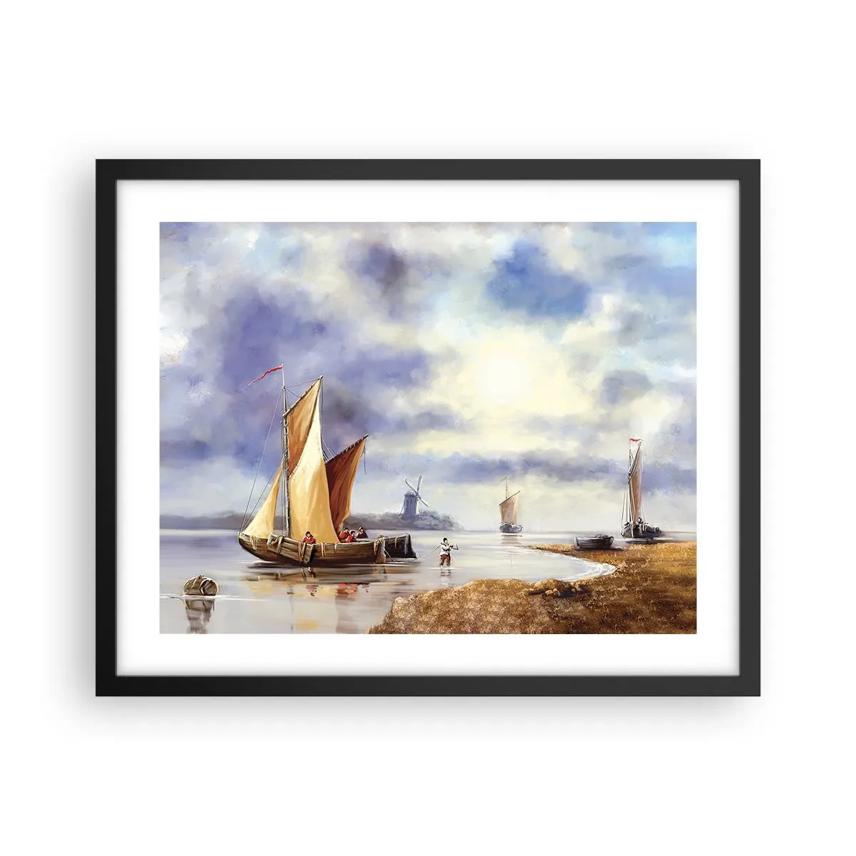 Póster en marco negro - El regreso de los marineros - 50x40 cm