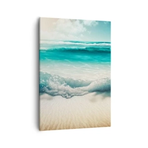 Cuadro sobre lienzo - Impresión de Imagen - Olas del océano en una playa de arena clara - 50x70cm - Calma oceánica - Decoración de pared moderna para salón y dormitorio ARTTOR
