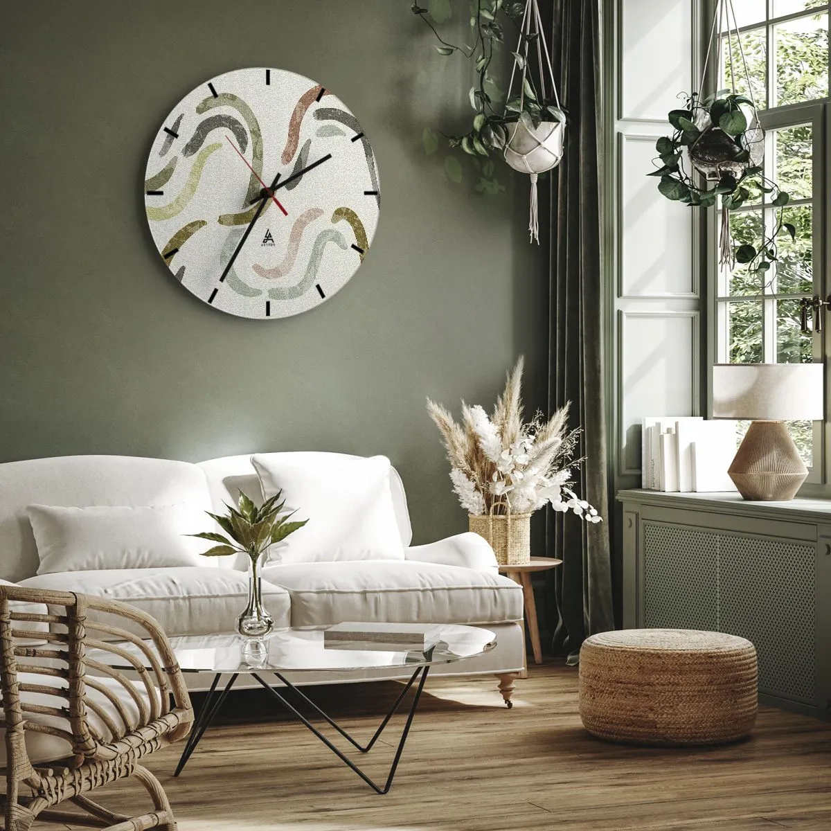 Reloj de pared - Reloj de vidrio - La alegre danza de la abstracción - 30x30 cm