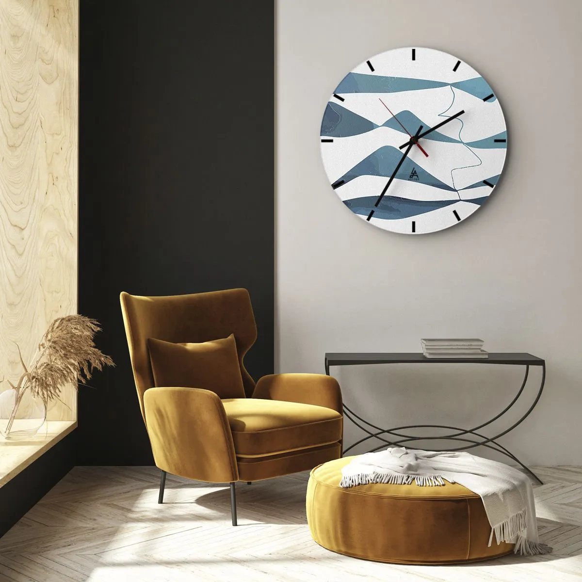 Reloj de pared - Reloj de vidrio - Abstracción: un compuesto turquesa - 30x30 cm