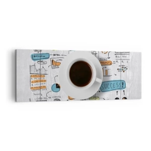 Cuadro sobre lienzo - Impresión de Imagen - Una taza de café sobre el fondo de un dibujo conceptual. - 140x50cm - Tiempo de descanso - Decoración de pared moderna para salón y dormitorio ARTTOR