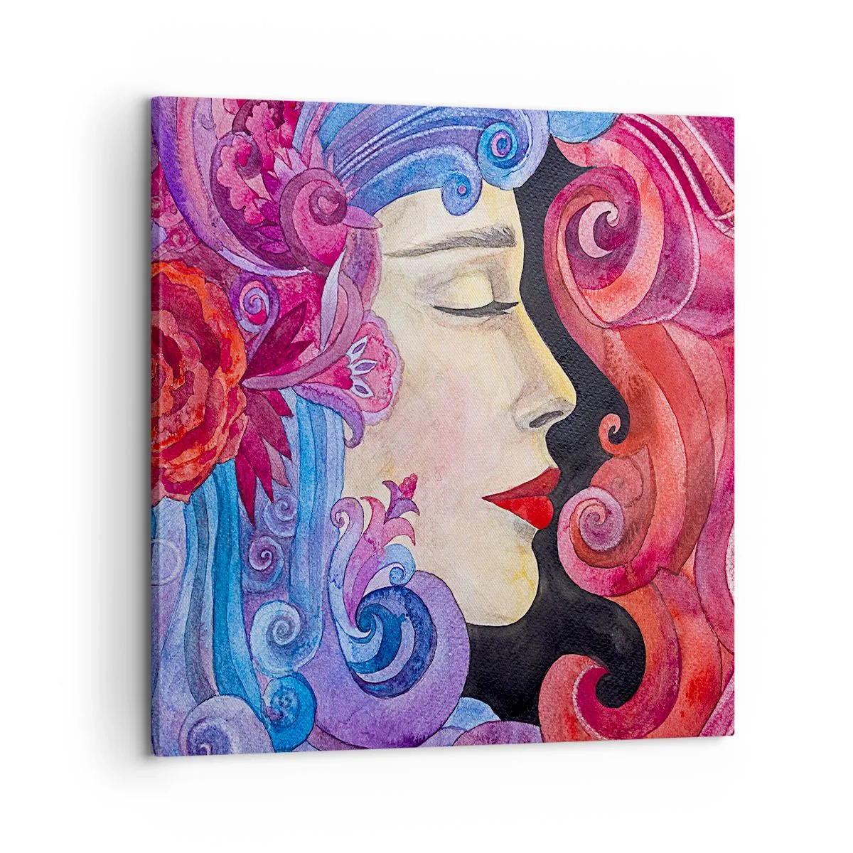 Cuadro sobre lienzo - Impresión de Imagen - Inspiración en rojo y violeta - 60x60 cm