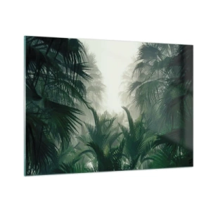 Cuadro sobre vidrio - Impresiones sobre Vidrio - Selva tropical envuelta en niebla - 100x70cm - Misterio tropical - Decoración de pared moderna para salón y dormitorio ARTTOR