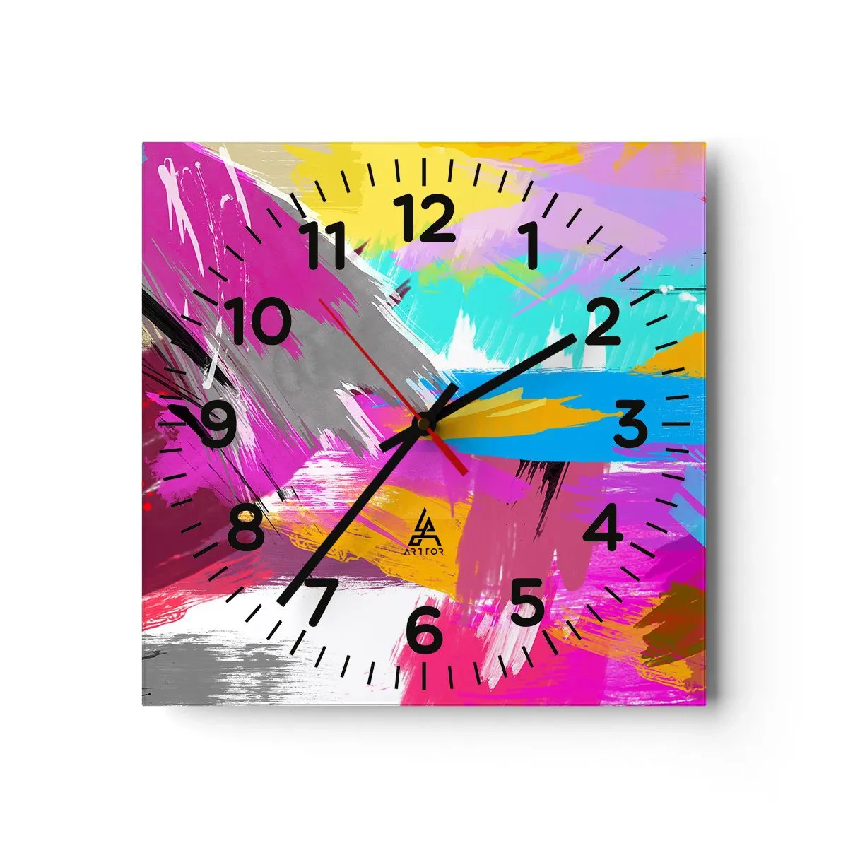 Reloj de pared - Reloj de vidrio - Abstracción colorida - 40x40 cm