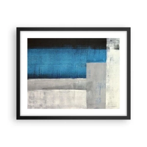 Póster en marco negro - Composición poética de gris y azul - 50x40 cm