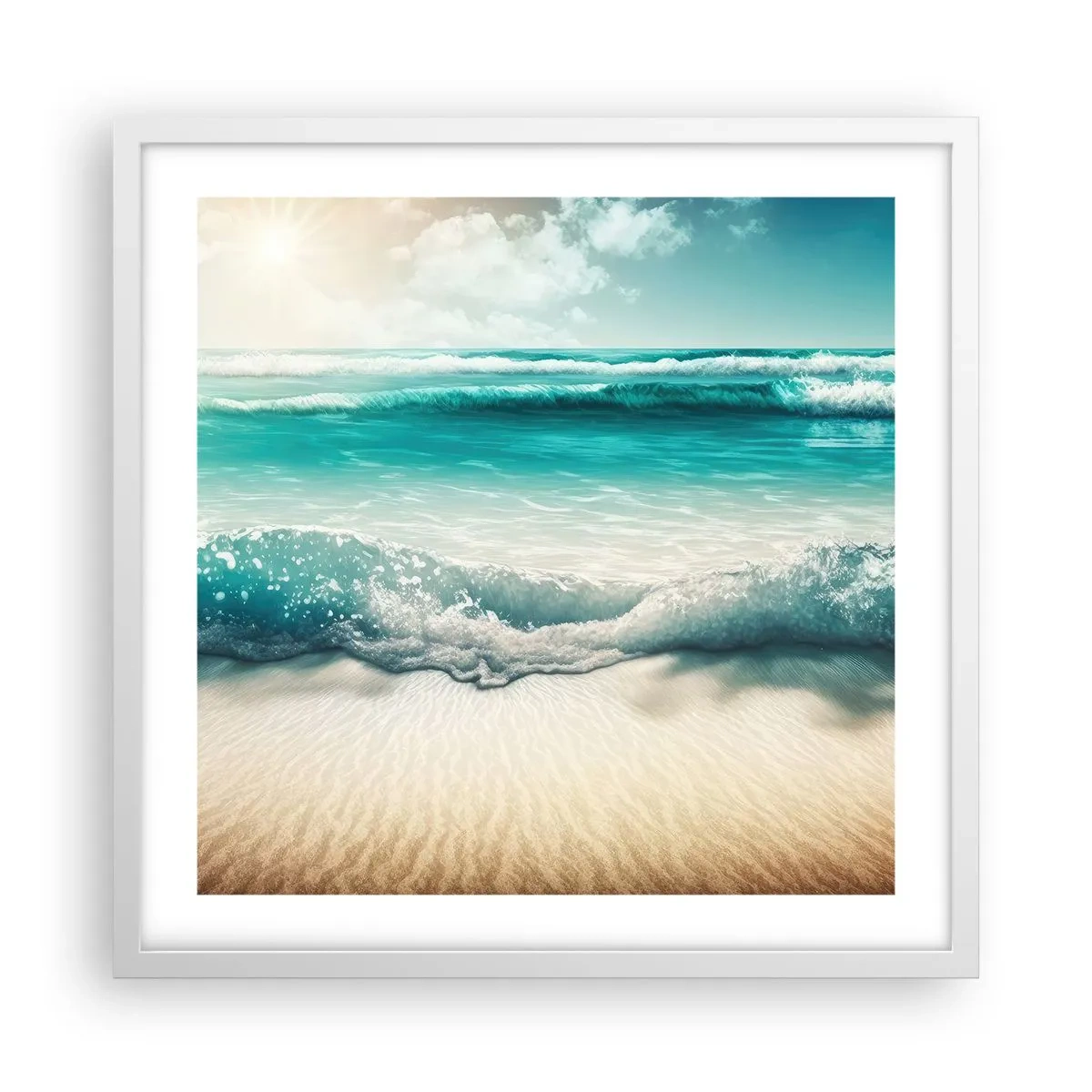 Póster en marco blanco - Calma oceánica - 50x50 cm