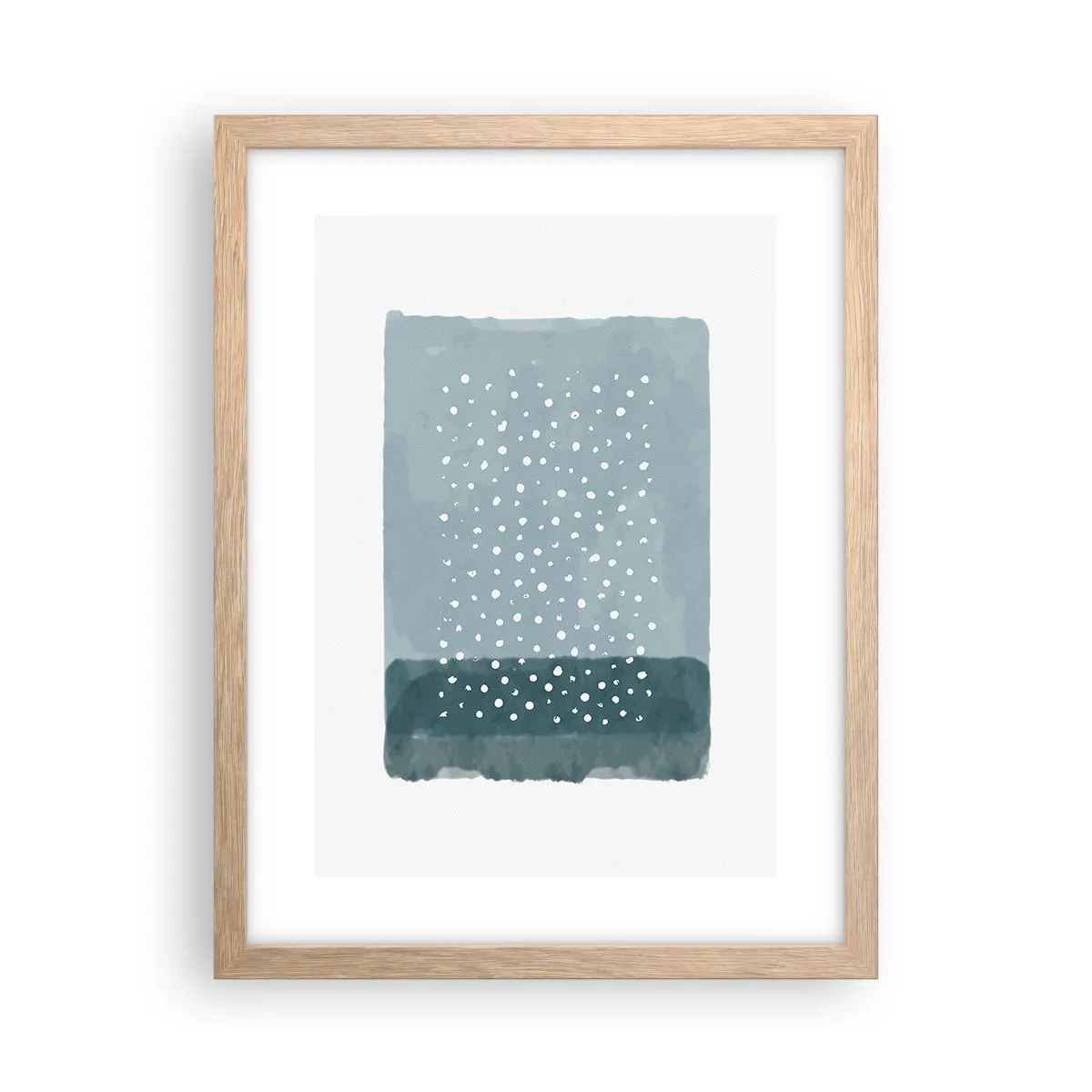 Póster en marco roble claro - Creación sobre azul - 30x40 cm