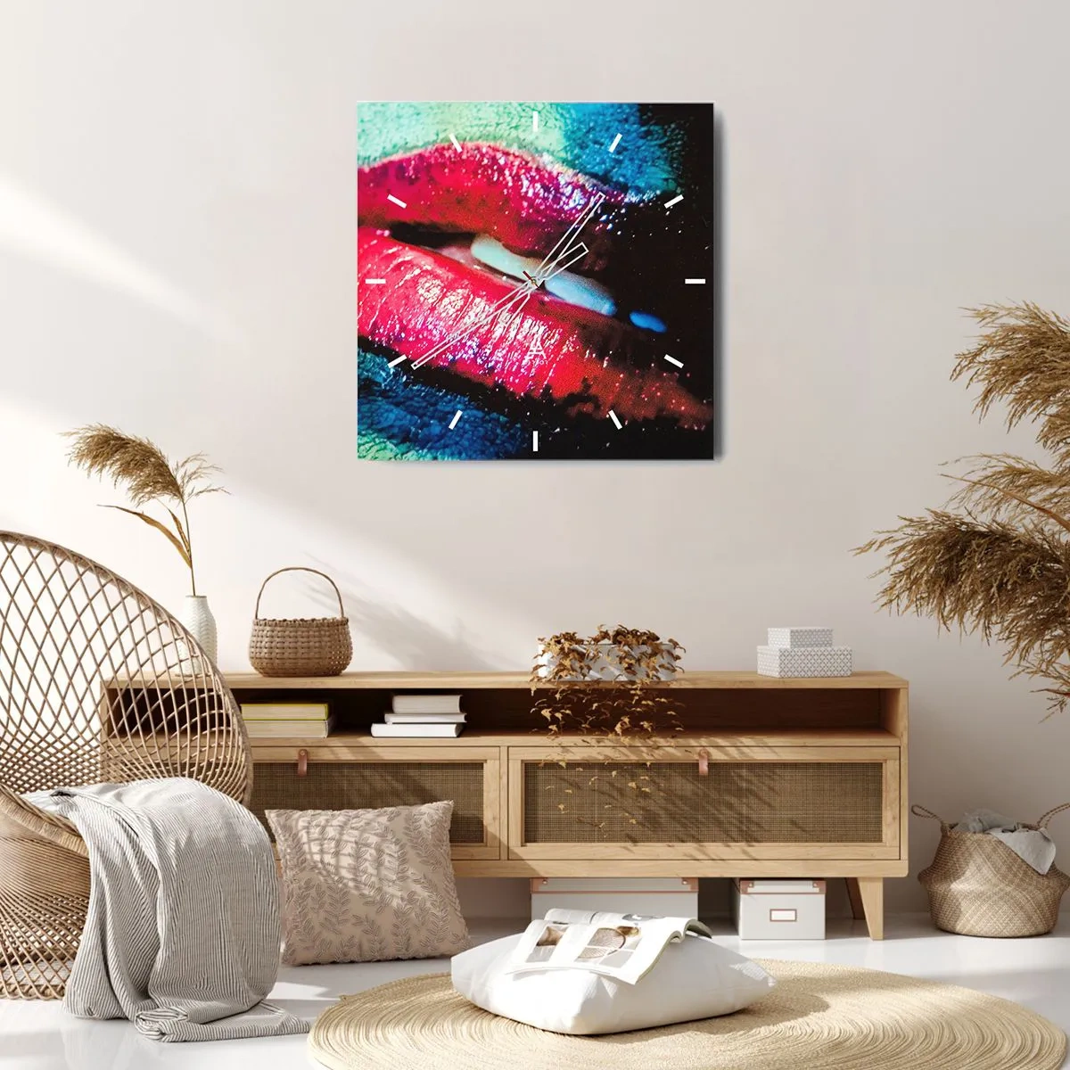 Reloj de pared - Reloj de vidrio - Sensual e inquietante - 40x40 cm