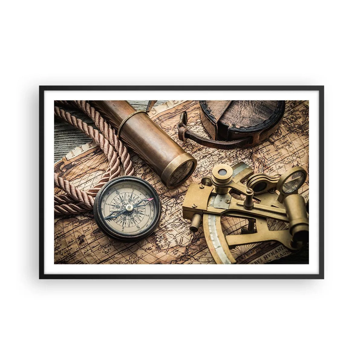 Póster en marco negro - Establecer un rumbo - 91x61 cm