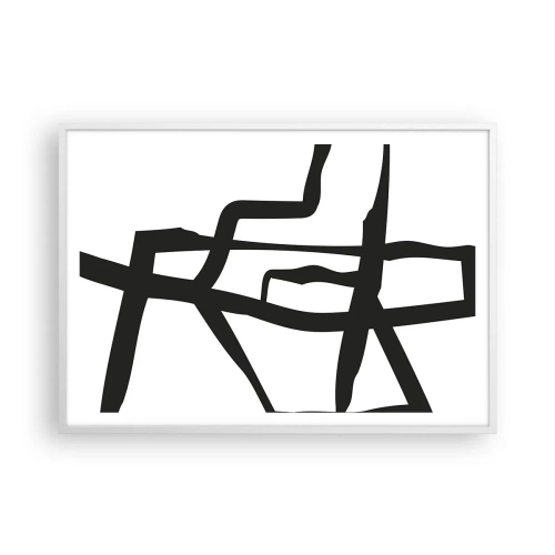 Póster en marco blanco - Construcción en blanco y negro - 100x70 cm
