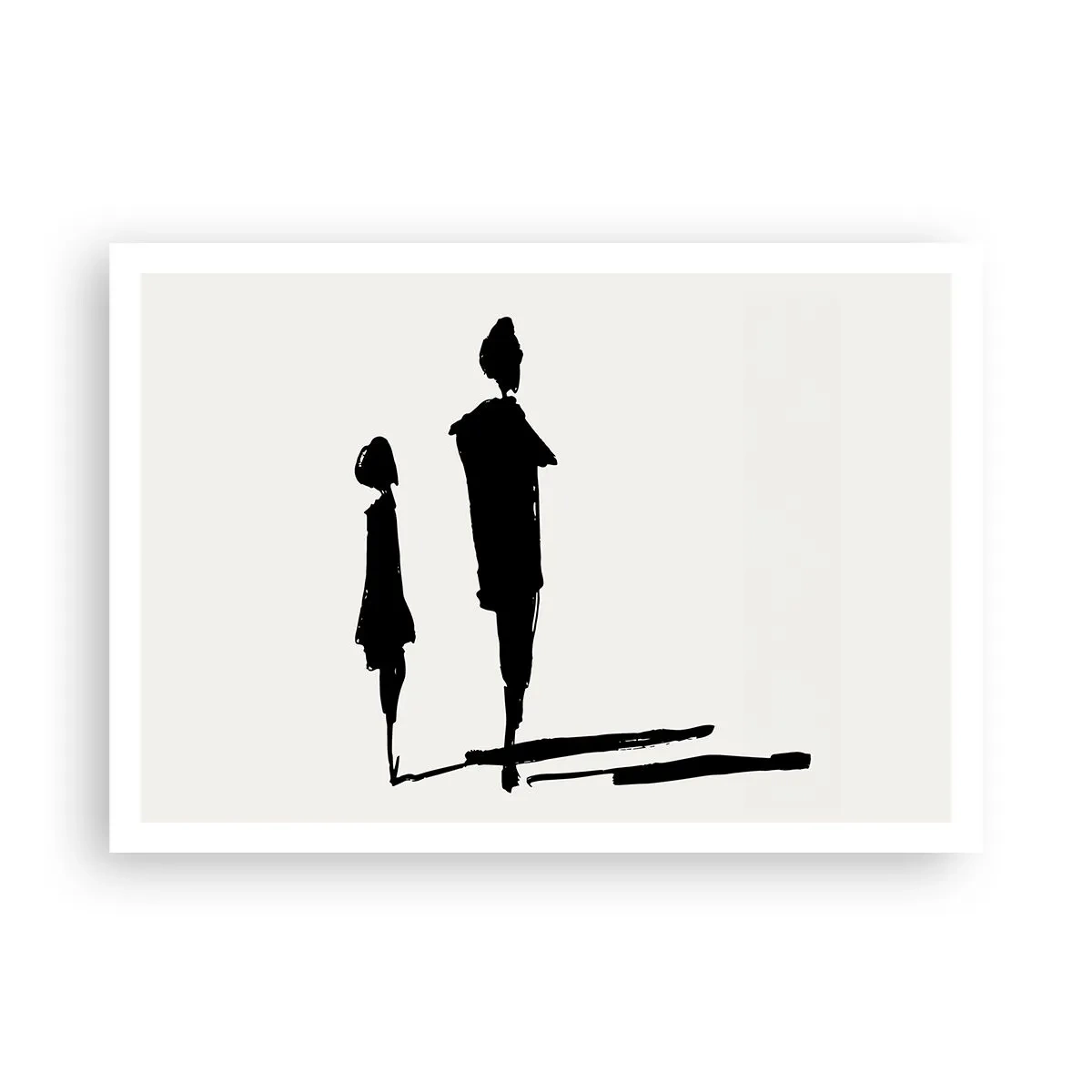Póster - Siluetas de dos personas en negro sobre un fondo claro - 100x70cm - ¿Seguro que juntos? - Decoración de pared moderna para salón y dormitorio ARTTOR