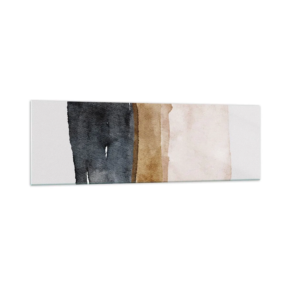 Cuadro sobre vidrio - Impresiones sobre Vidrio - Una composición minimalista de tres rectángulos en tonos tierra. - 160x50cm - Una composición de colores tierra - Decoración de pared moderna para salón y dormitorio ARTTOR