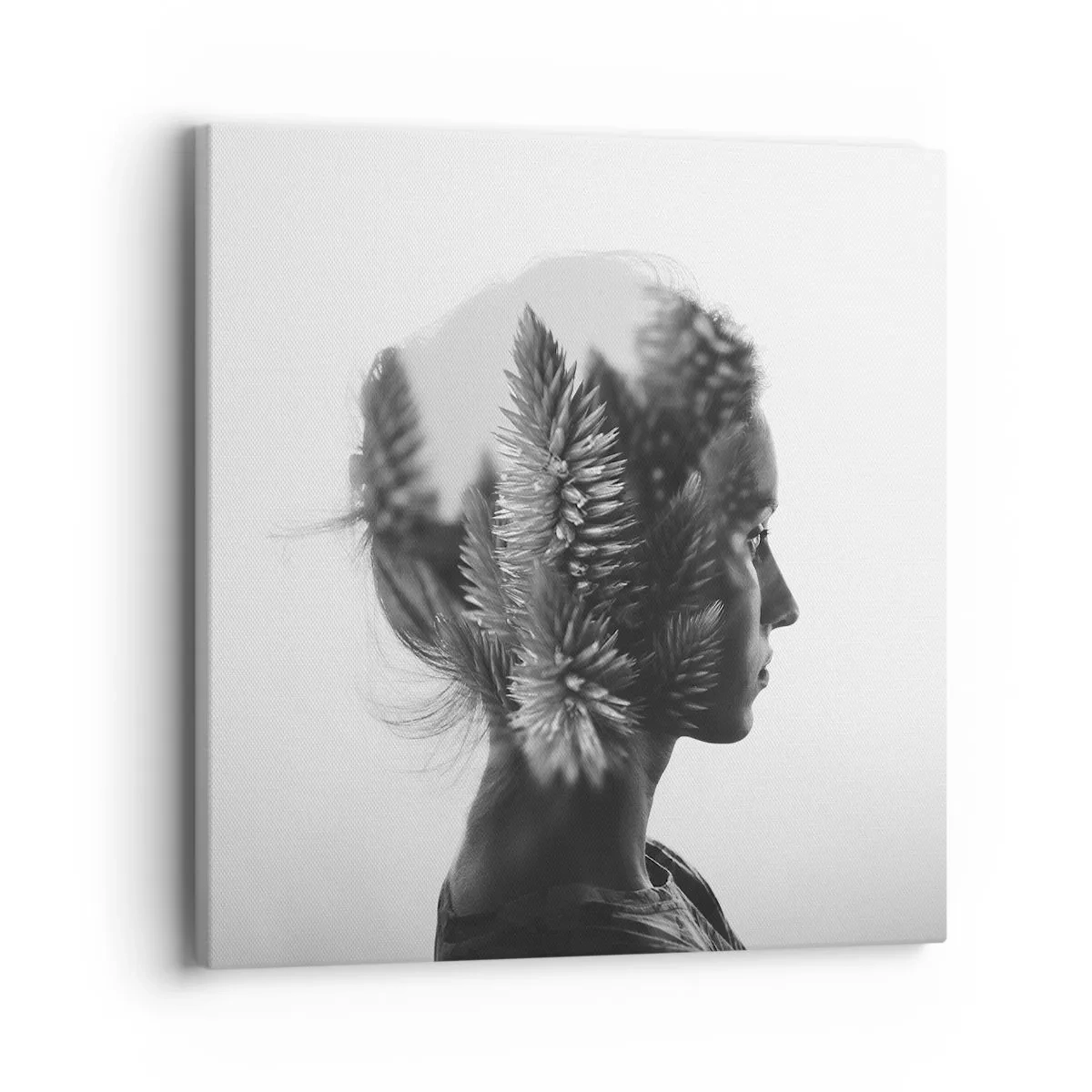 Cuadro sobre lienzo - Impresión de Imagen - La dama del bosque de pinos - 40x40 cm