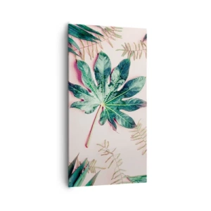 Cuadro sobre lienzo - Impresión de Imagen - Estudio de vegetación sobre fondo rosa - 65x120 cm