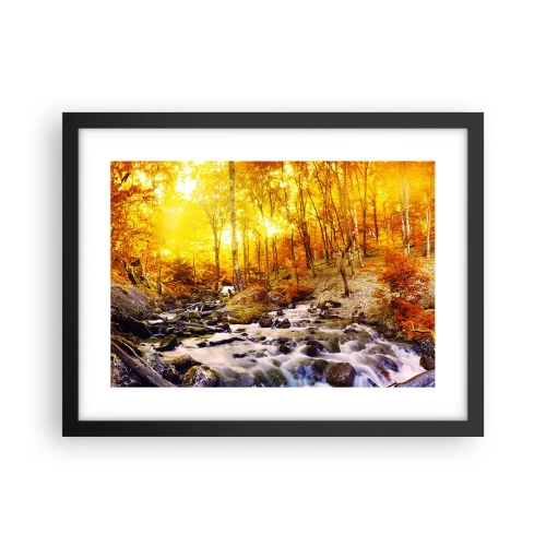 Póster en marco negro - Piedras bañadas en oro y platino - 40x30 cm