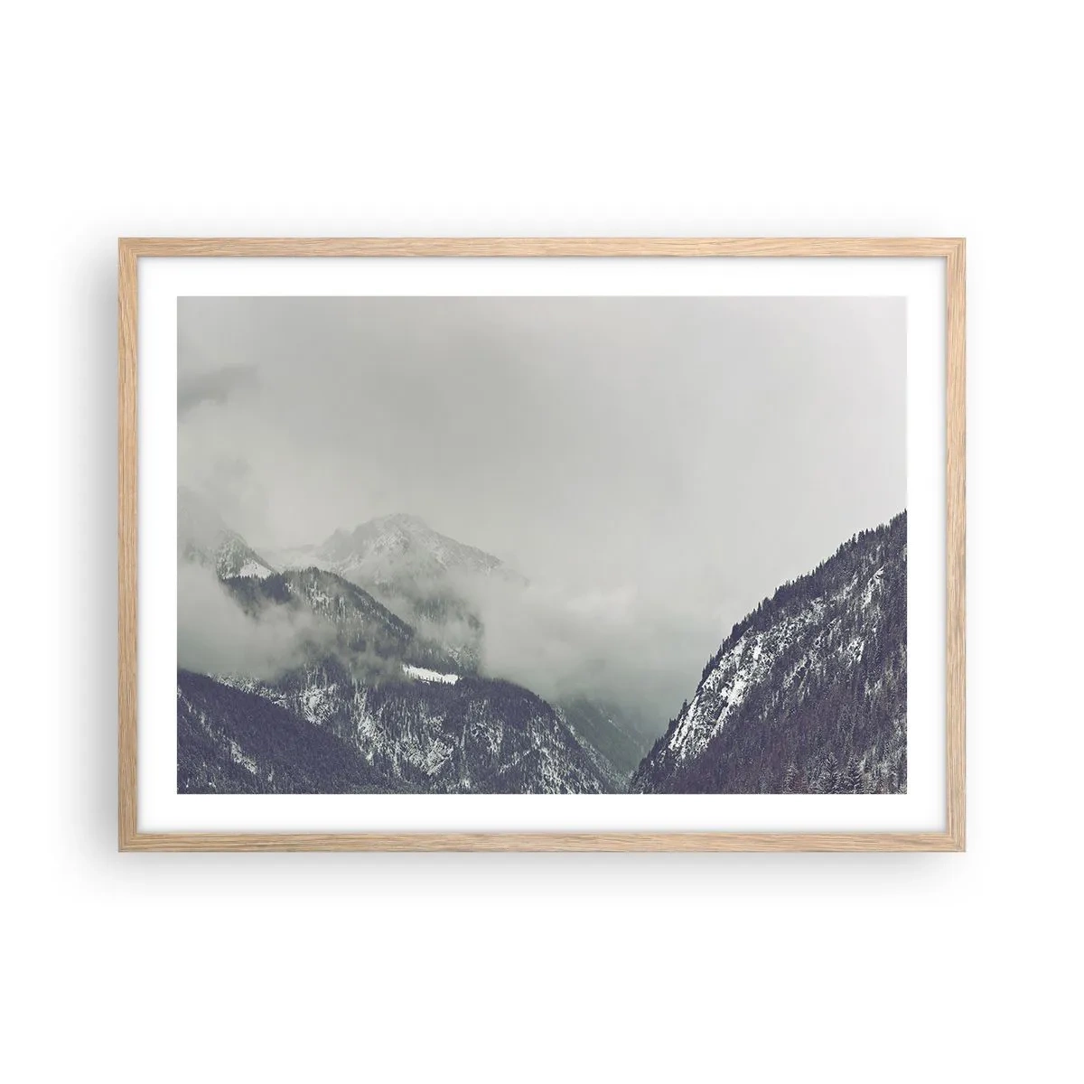 Póster en marco roble claro - Valle de la niebla - 70x50 cm