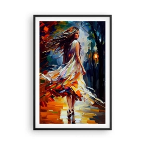 Póster en marco negro - Chica de otoño - 61x91 cm