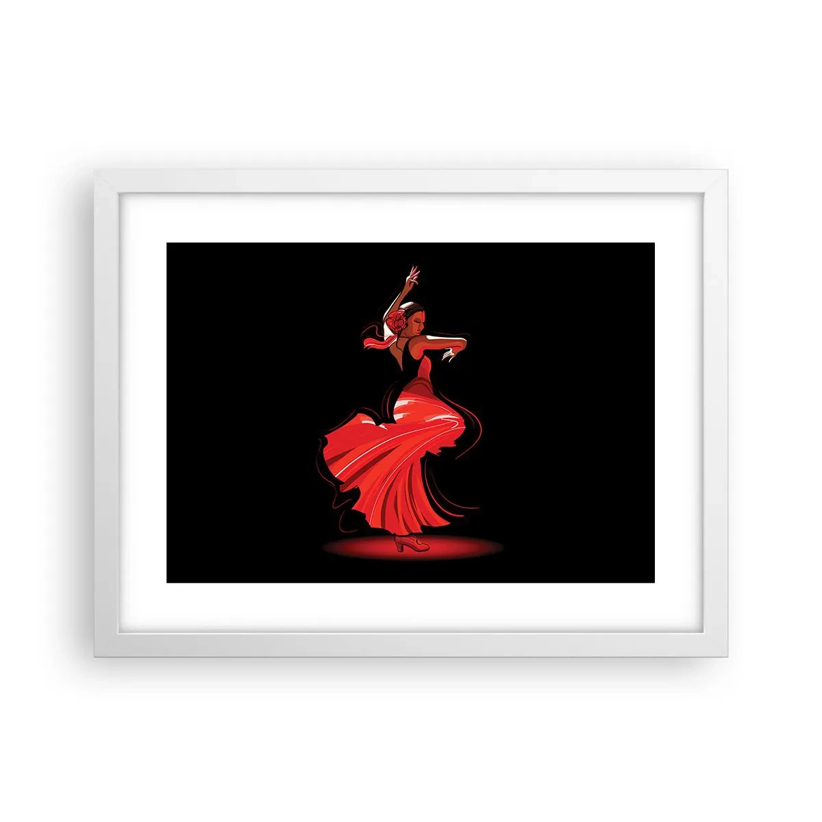 Póster en marco blanco - El espíritu ardiente del flamenco - 40x30 cm