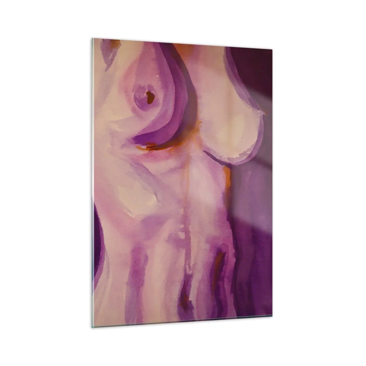 Cuadro sobre vidrio - Impresiones sobre Vidrio - Una interpretación artística de siluetas femeninas en tonos rosa y morado. - 50x70cm - Una oda a la feminidad - Decoración de pared moderna para salón y dormitorio ARTTOR