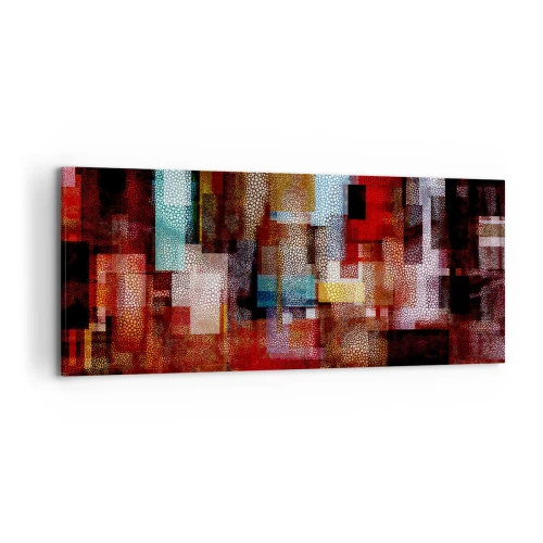 Cuadro sobre lienzo - Impresión de Imagen - Abstracción geométrica en intensos tonos rojos. - 120x50cm - Confusión y desconcierto - Decoración de pared moderna para salón y dormitorio ARTTOR