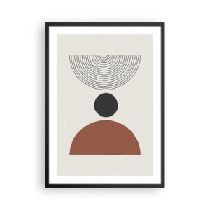Póster en marco negro - Motivo geométrico con semicírculo y líneas sobre fondo claro. - 50x70cm - En el centro de la atención - Decoración de pared moderna para salón y dormitorio ARTTOR