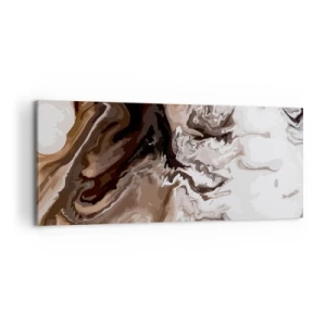 Cuadro sobre lienzo - Impresión de Imagen - Abstracción en tonos marrones con líneas dinámicas. - 120x50cm - Contenencia del color - Decoración de pared moderna para salón y dormitorio ARTTOR