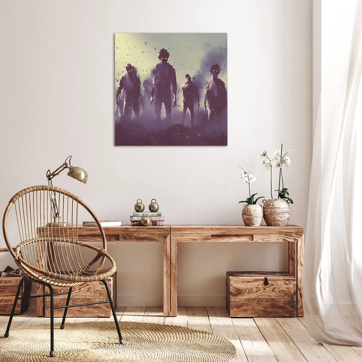 Cuadro sobre lienzo - Impresión de Imagen - ¡Cuidado! Aquí vienen - 70x70 cm