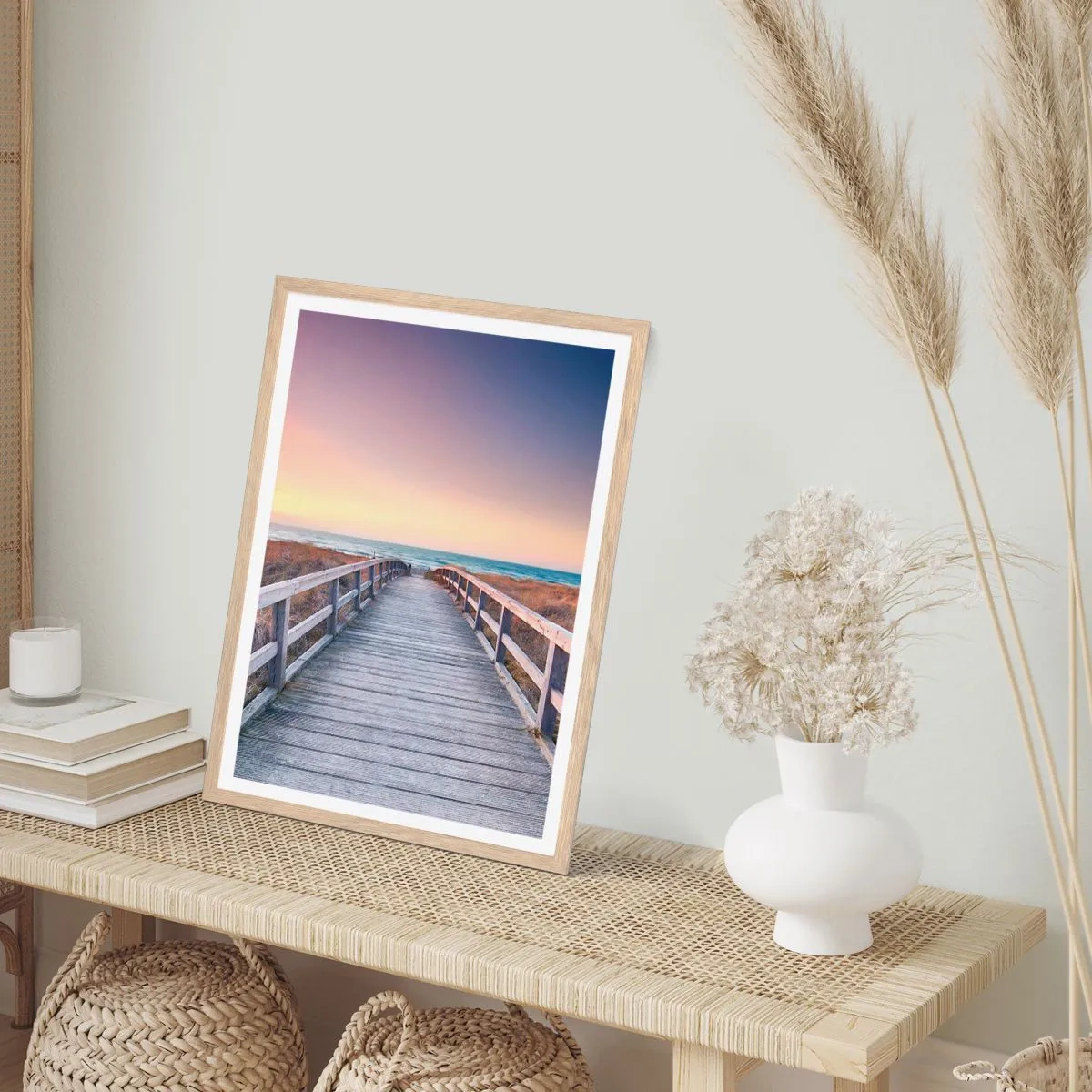 Póster en marco roble claro - Aurora vespertina del Báltico - 61x91 cm