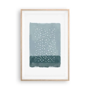 Póster en marco roble claro - Creación sobre azul - 61x91 cm