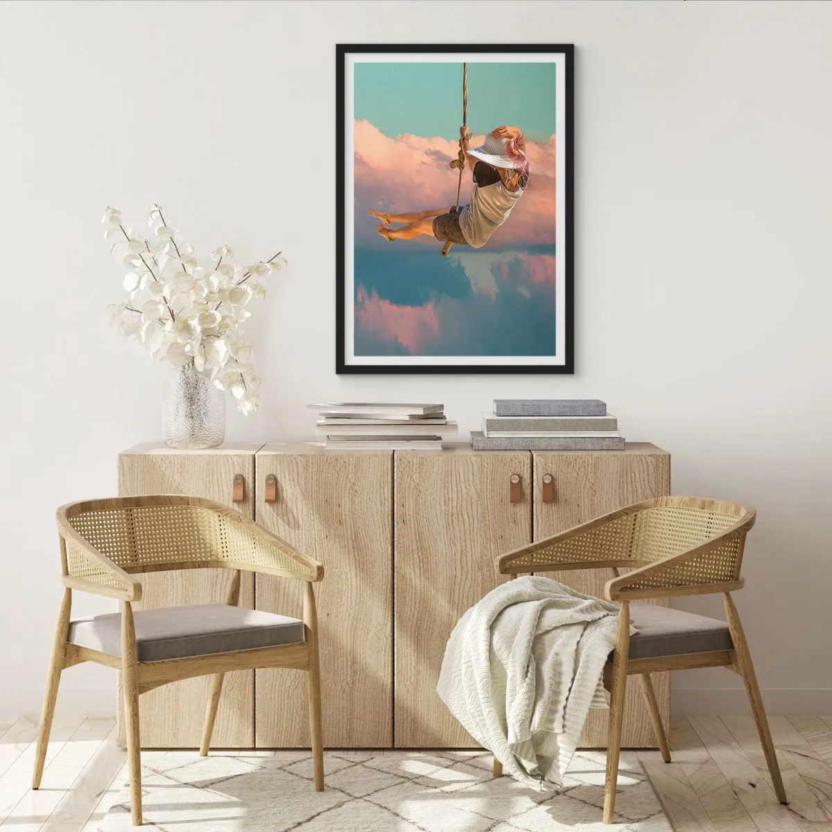 Póster en marco negro - Jugando en las nubes - 61x91 cm