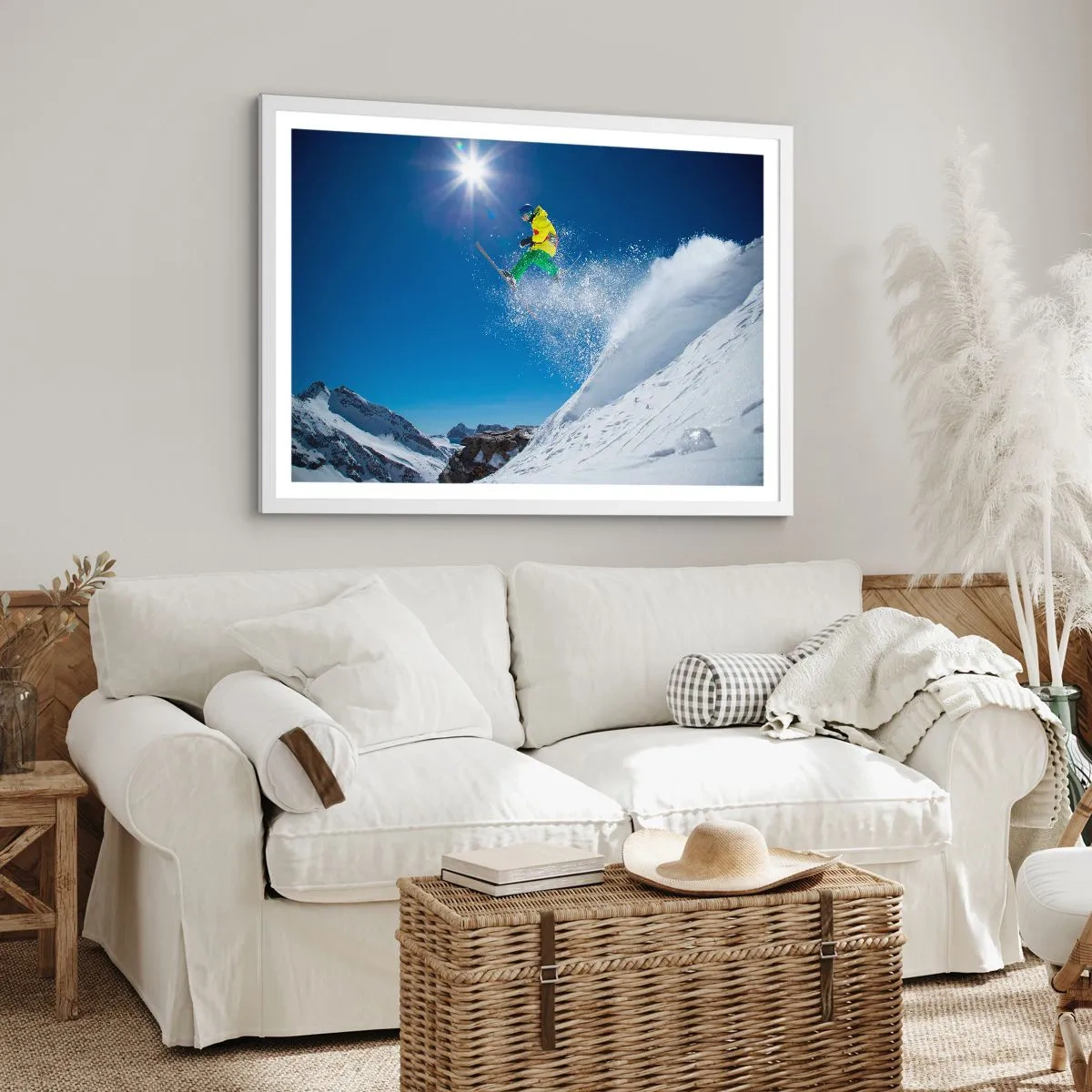 Póster en marco blanco - Bailando con las montañas - 100x70 cm