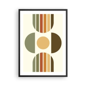 Póster en marco negro - Patrón geométrico abstracto en tonos tierra con círculos y semicírculos. - 50x70cm - Los tonos de la tierra - Decoración de pared moderna para salón y dormitorio ARTTOR