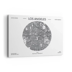 Cuadro sobre lienzo - Impresión de Imagen - Un mapa de Los Ángeles en un estilo minimalista en blanco y negro. - 100x70cm - Anatomía de Los Ángeles - Decoración de pared moderna para salón y dormitorio ARTTOR