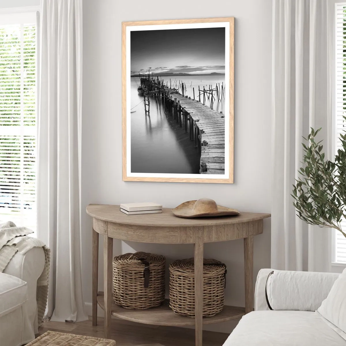 Póster en marco roble claro - La calma de una orilla olvidada - 30x40 cm