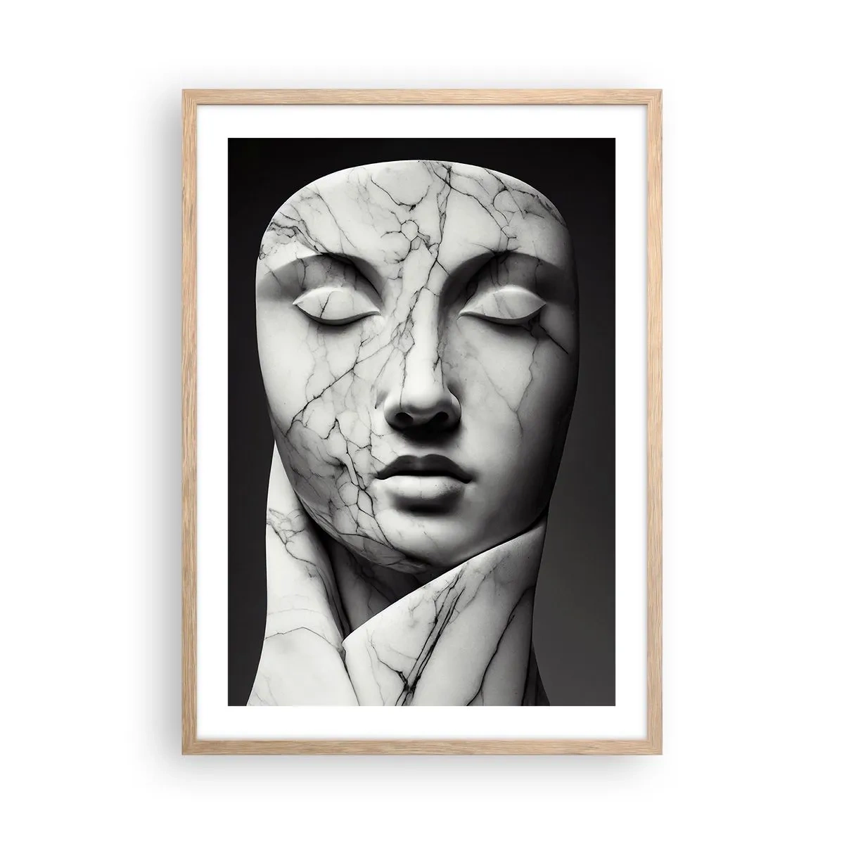 Póster en marco roble claro - Formas de mármol - 50x70 cm