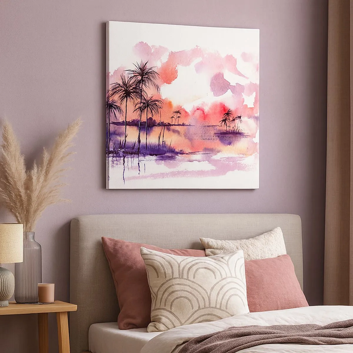 Cuadro sobre lienzo - Impresión de Imagen - La calma de los trópicos en rojo - 30x30 cm