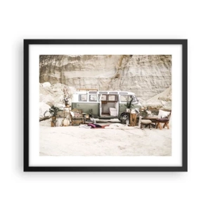 Póster en marco negro - Hora de empezar el viaje - 50x40 cm