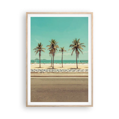 Póster en marco roble claro - En la playa - 70x100 cm