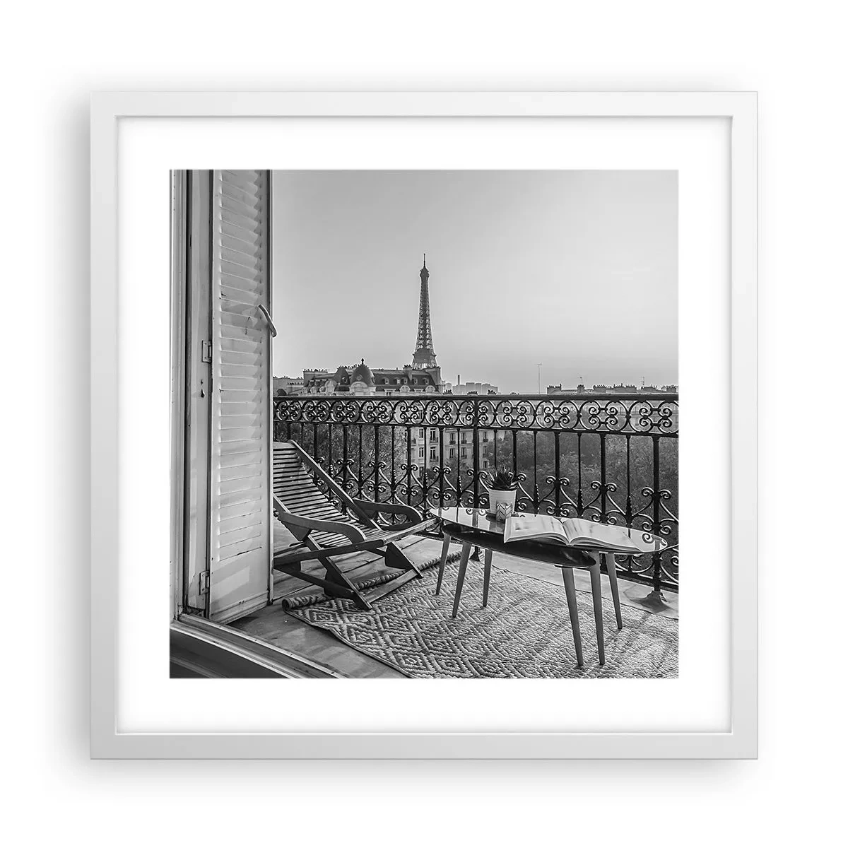 Póster en marco blanco - Una tarde parisina - 40x40 cm