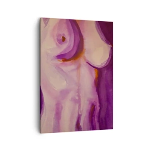 Cuadro sobre lienzo - Impresión de Imagen - Una interpretación abstracta de la silueta femenina en tonos rosas y morados. - 50x70cm - Una oda a la feminidad - Decoración de pared moderna para salón y dormitorio ARTTOR