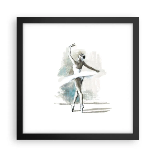 Póster en marco negro - Encantada por un cisne - 30x30 cm