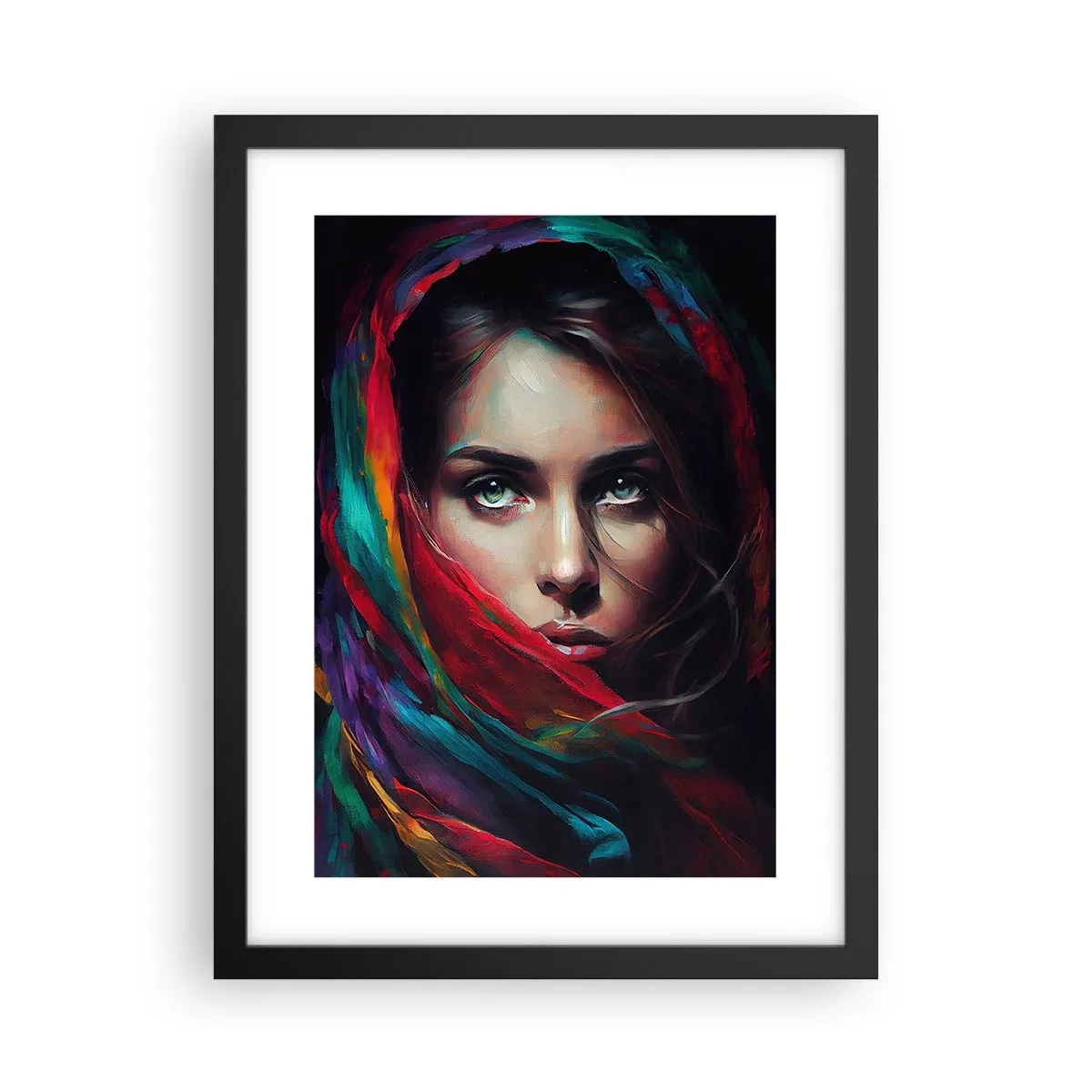 Póster en marco negro - Misterio de ojos verdes - 30x40 cm