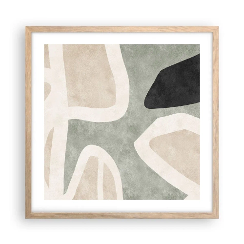 Póster en marco roble claro - Composición con un toque negro - 50x50 cm
