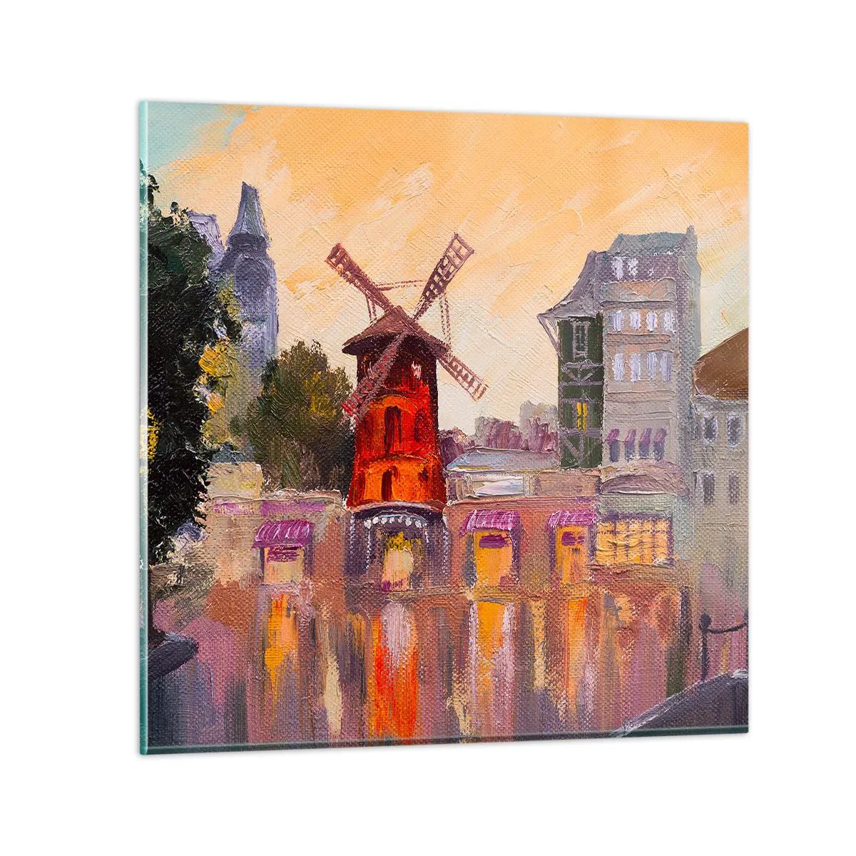 Cuadro sobre vidrio - Impresiones sobre Vidrio - Iconos parisinos - Moulin Rouge - 30x30 cm