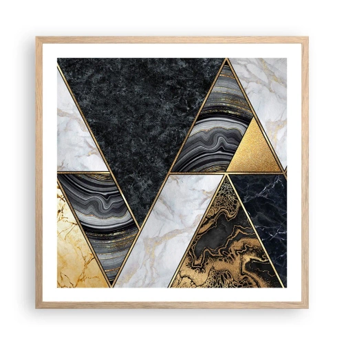Póster en marco roble claro - Collage de piedras - 60x60 cm