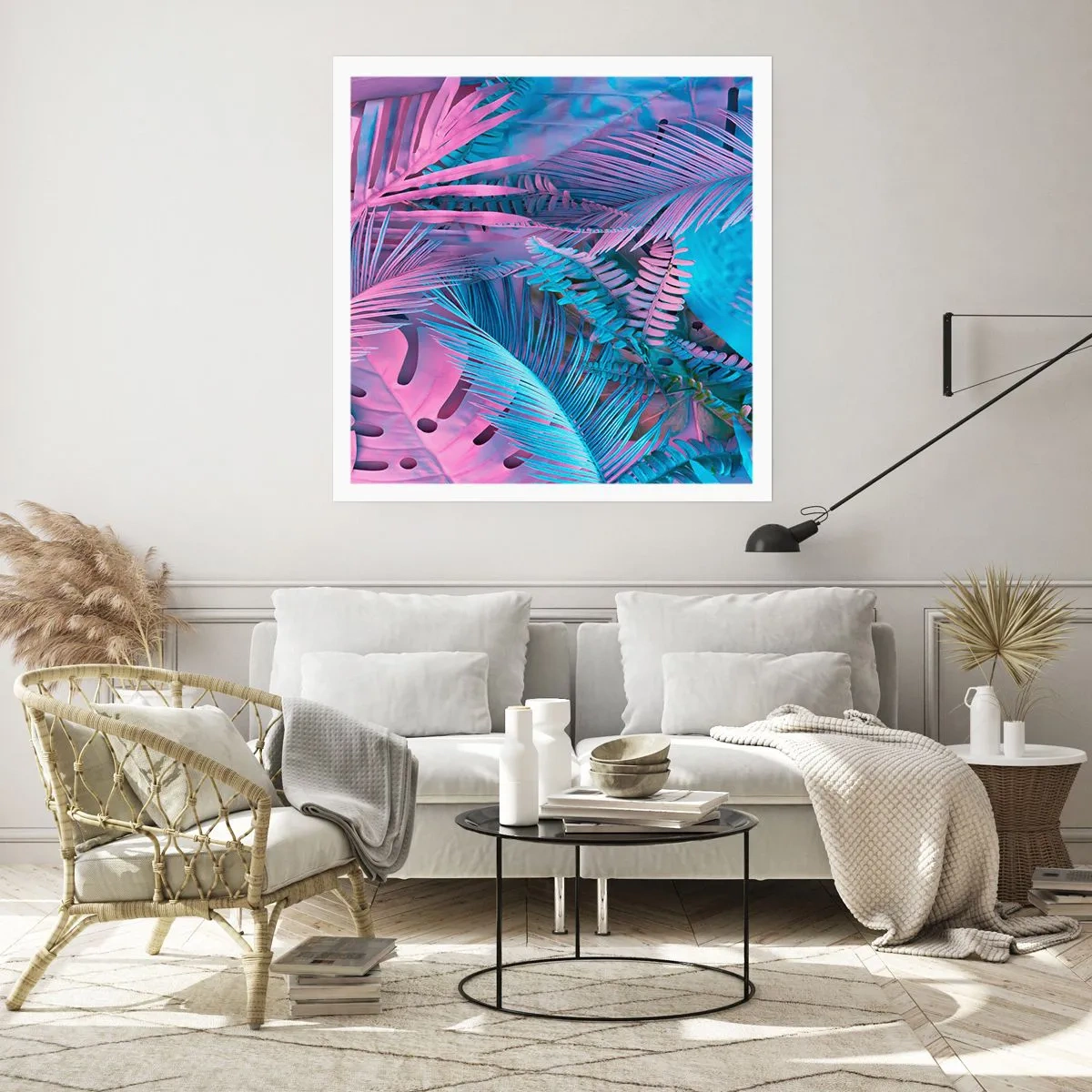 Póster - Trópicos en rosa y azul - 60x60 cm