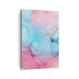 Cuadro sobre lienzo - Impresión de Imagen - Patrones abstractos pastel con acentos dorados - 70x100cm - Reuniones y encuentros de colores - Decoración de pared moderna para salón y dormitorio ARTTOR