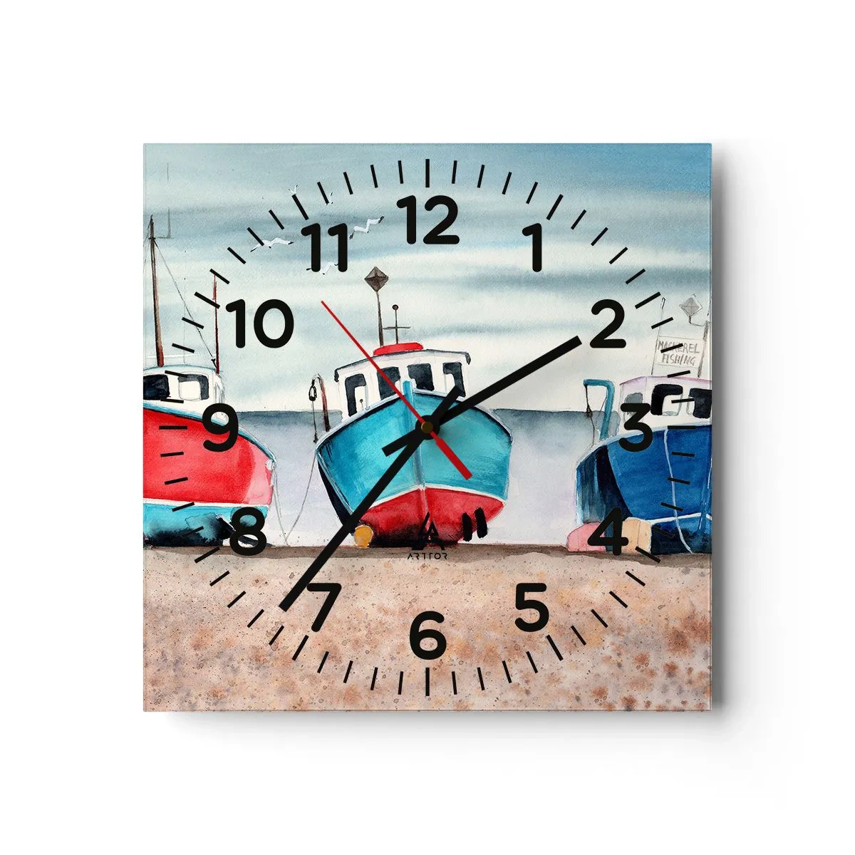 Reloj de pared - Reloj de vidrio - Listos para la pesca - 30x30 cm